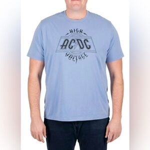 New AC/DC Light Blue High Voltage Tee